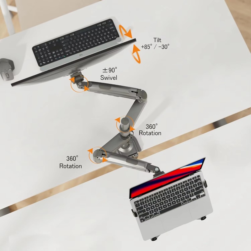 Monitor Arm Dual - Dual Arm 2-in-1 combo-laptophouder met verstelbare