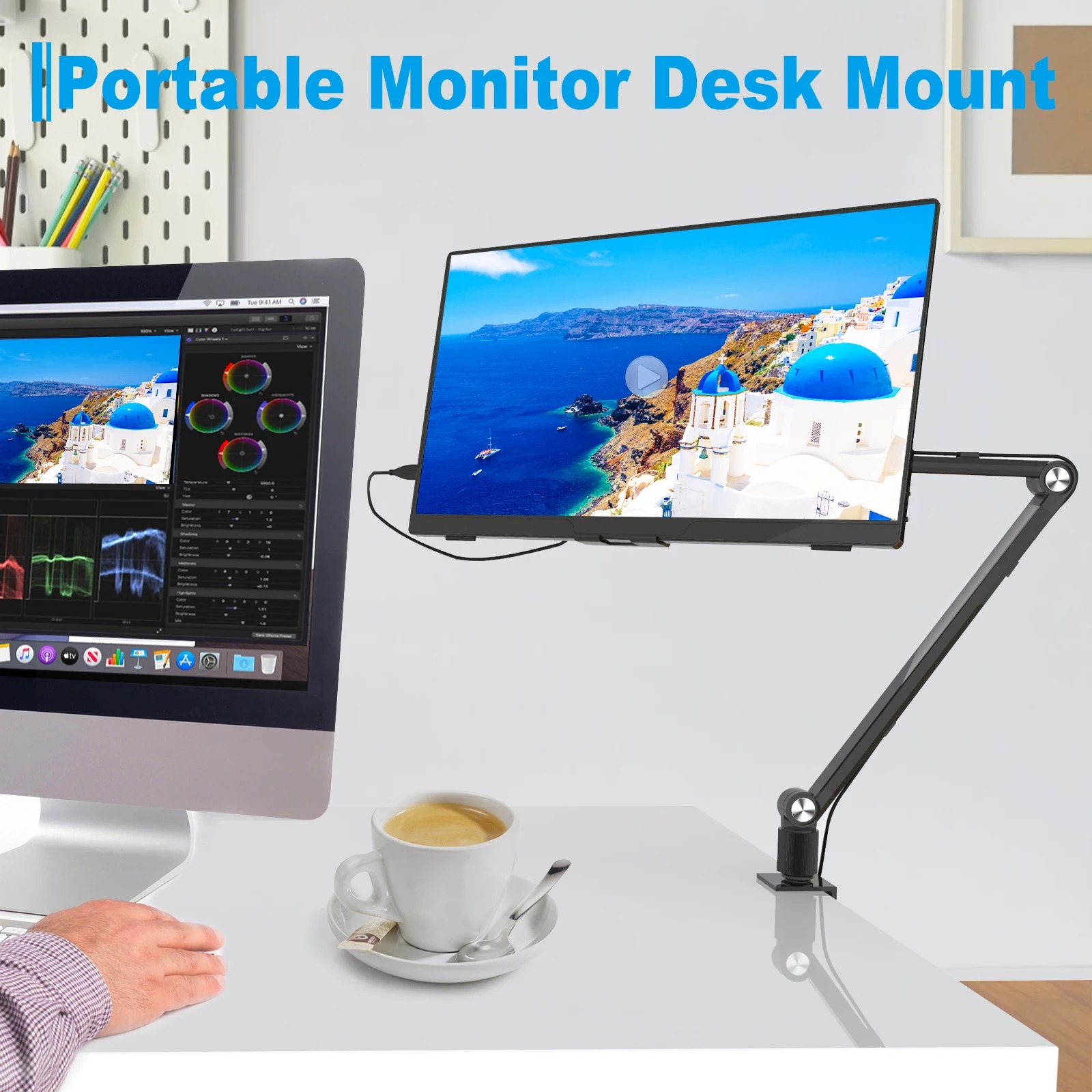 Monitor Arm Dual - 2025 tabletstandaardhouder voor iPad, draagbare monitorstandaard