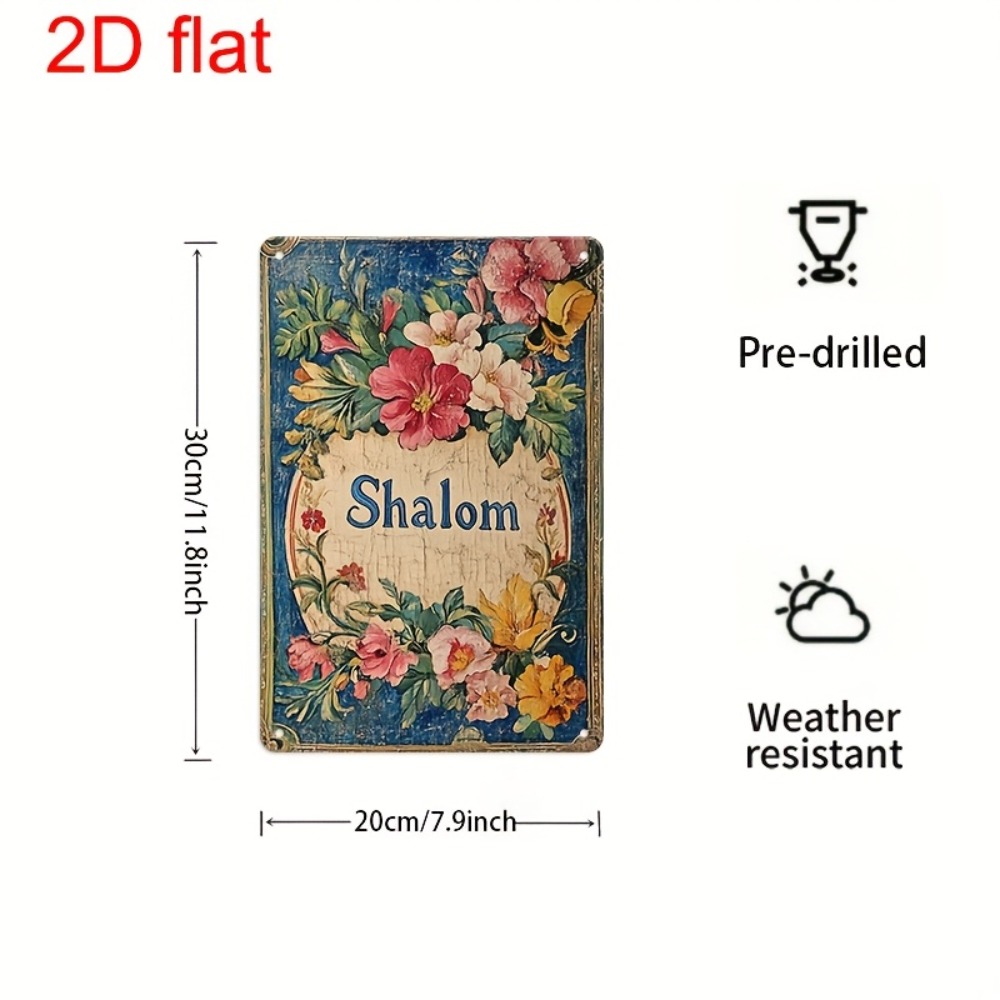 Home Office Free - CIFBUY Vintage Floral Shalom aluminium wandkunst