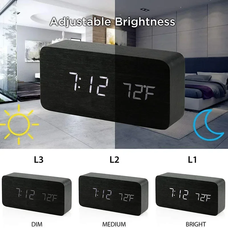 Digitale wekker Houten LED-taf - Led Desk Clock recensie en prijs